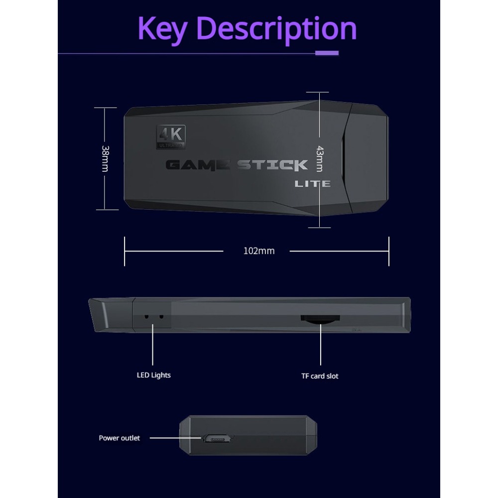휴대용 4K 레트로 게임 스틱 콘솔, 2개의 무선 컨트 - Gaming Console Stick 리뷰 및 가격