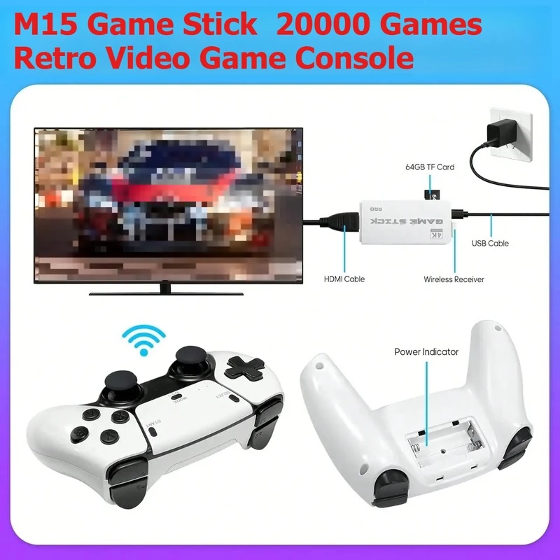 M15 레트로 비디오 게임 스틱 2.4G 무선 듀얼 컨 - Gaming Console Stick 리뷰 및 가격